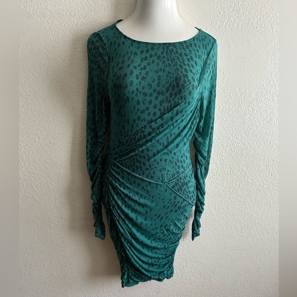Free People Katana Green Animal Print Mini Dress XL - Picture 3 of 14